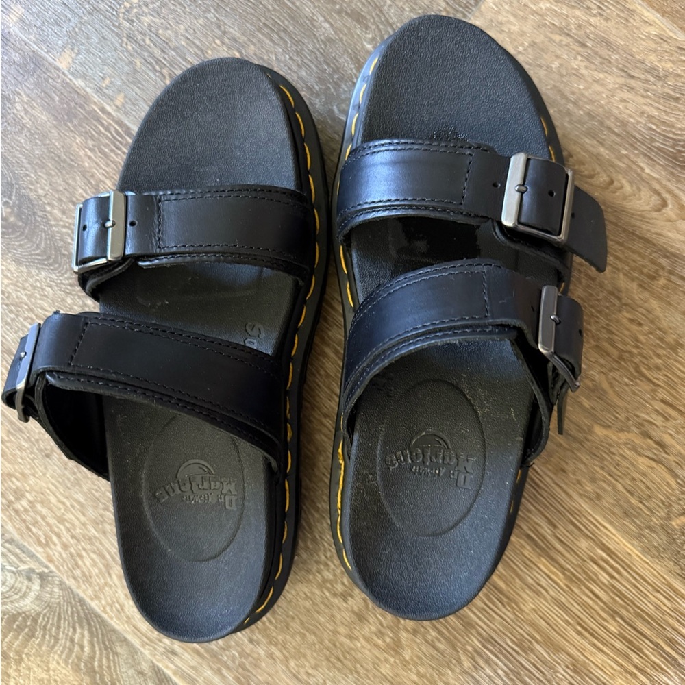 Dr. Martens Black Leather Buckle Sandals